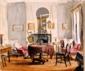 The Drawing Room at 59 Seymour Street, by Matilda Sharpe, c.1850, watercolour/Geffrye Museum of the Home