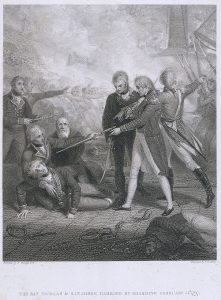 Richard Golding, after a painting by Richard Westall, The San Nicolas & San Josef, Carried by Boarding February 14th, 1797, 15 November 1808 (published). Engraving, 46.5 x 39.5 cm. National Maritime Museum, Greenwich, UK. http://collections.rmg.co.uk/collections/objects/109691.html.